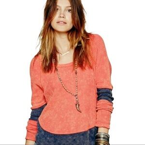Free People Diamond Dozen Waffle Knit Thermal Top